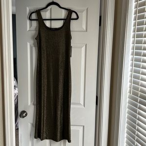 Lovely Black and Gold Ultra Stretch Fitted Dress